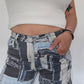 Pantalon cargo patchwork bleu - vêtement streetwear femme - Goldshell
