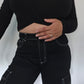 Jean cargo noir - vêtement streetwear femme - Goldshell