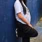 Jean cargo noir - vêtement streetwear femme - Goldshell