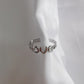 Bague ajustable love en acier inoxydable argenté - Goldshell
