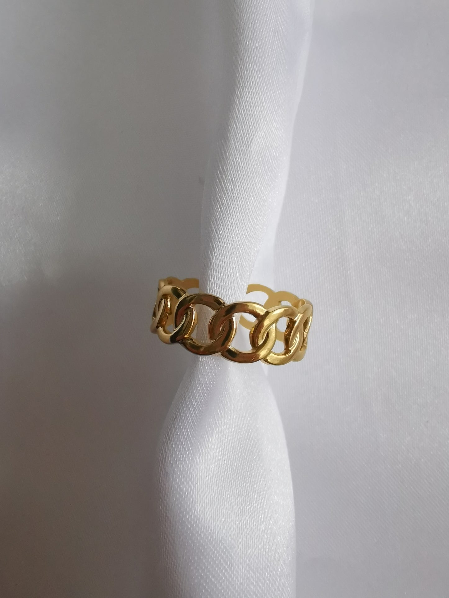 Bague ajustable chaine en acier inoxydable en doré - Goldshell